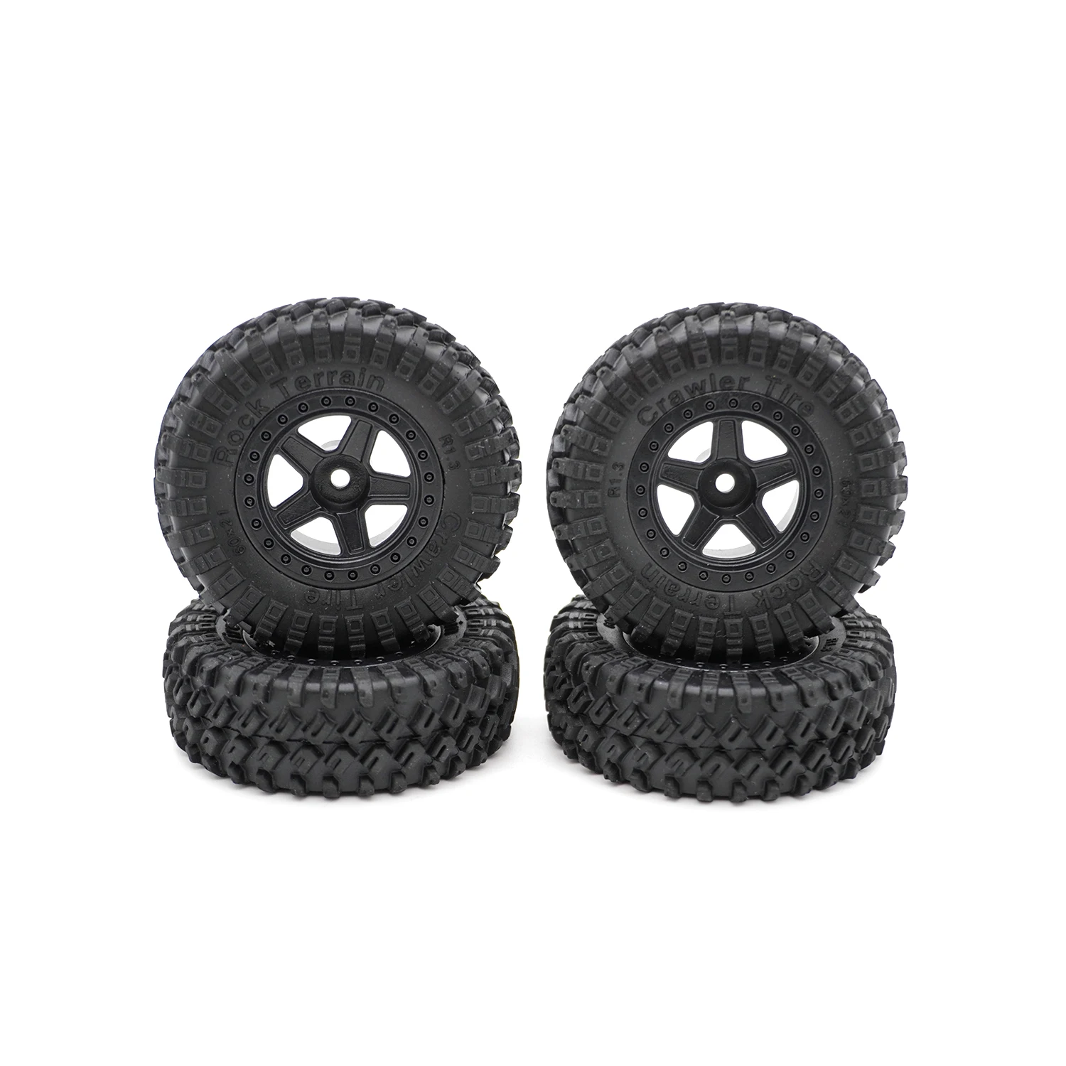 4 SZT. 1.3 cala 60*21mm Przednie Tylne Gumowe Opony Beadlock z Kółkiem Sześciokątnym 7mm do Samochodów RC Crawler 1/18 TRX4M, Akcesoria Tuningowe do Zabawek