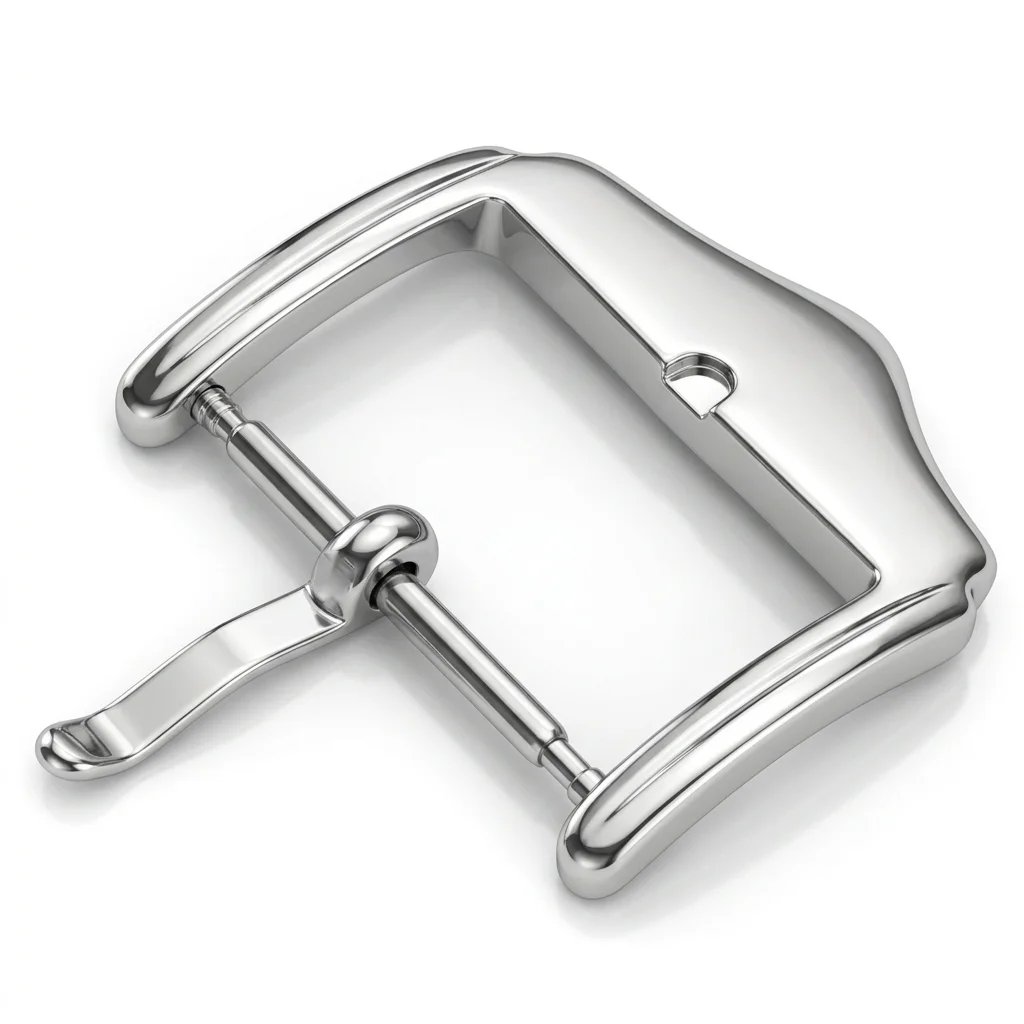 Polished Silver Watch Buckle 16mm 18mm 20mm 22mm Solid Stainless Steel Pin Clasp for Leather Strap Classic Dress Watch Parts view 5