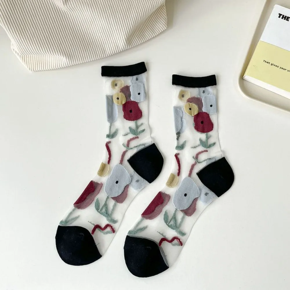 

Cute Ultra Thin Women's Socks Lace Summer Transparent Socks Sweet Trendy Silk Socks