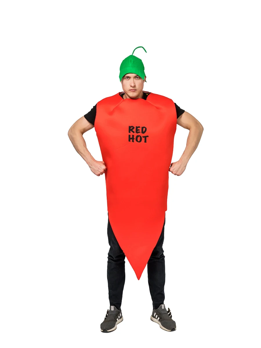 Erwachsene Paar Stil Lustige Cosplay Red Chili Overall Mit Hut Parodie Bühne Rolle Spielen Outfit Halloween Karneval Kostüm