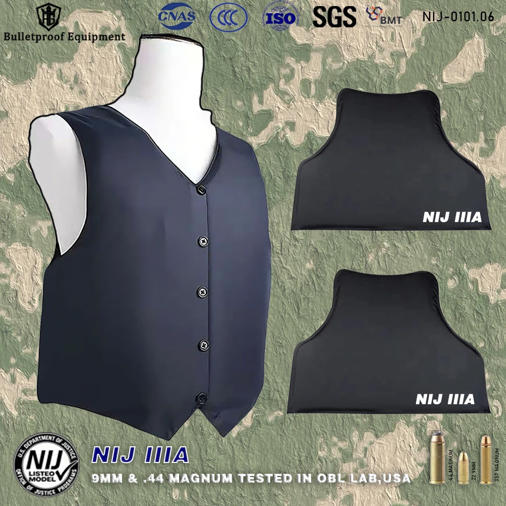 Concealed NIJ IIIA Aramid Bulletproof Vest Fully Covered With PE Material Light And Flexible