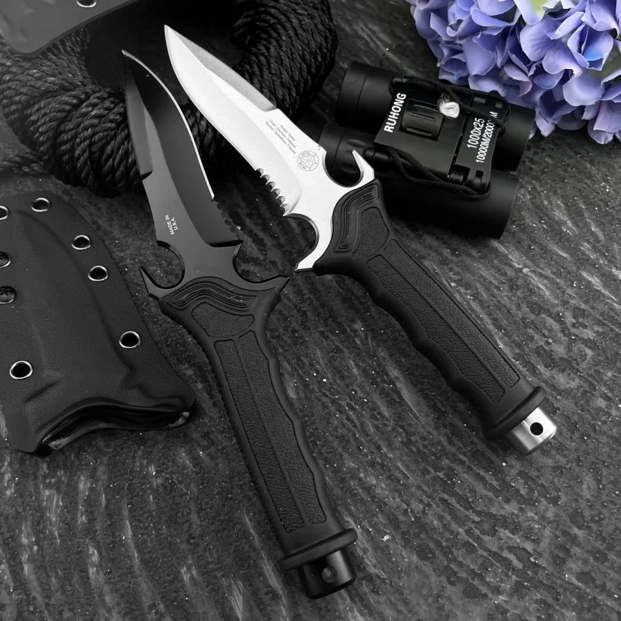 High-hardness Straight Knife 7Cr13Mov Blade Nylon Fiber Handle Portable Household Fruit EDC Carry-on Tool Field Survival Knife