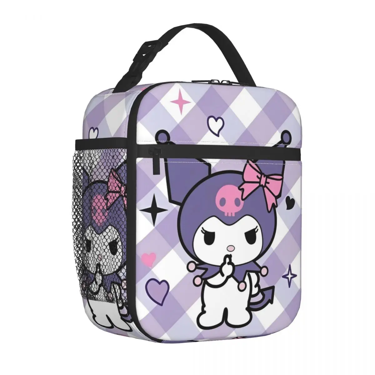 

Kawaii Cute Kuromi Insulated Lunch Bags High Capacity Cartoon Reusable Cooler Bag Tote Lunch Box Office Travel Girl Boy