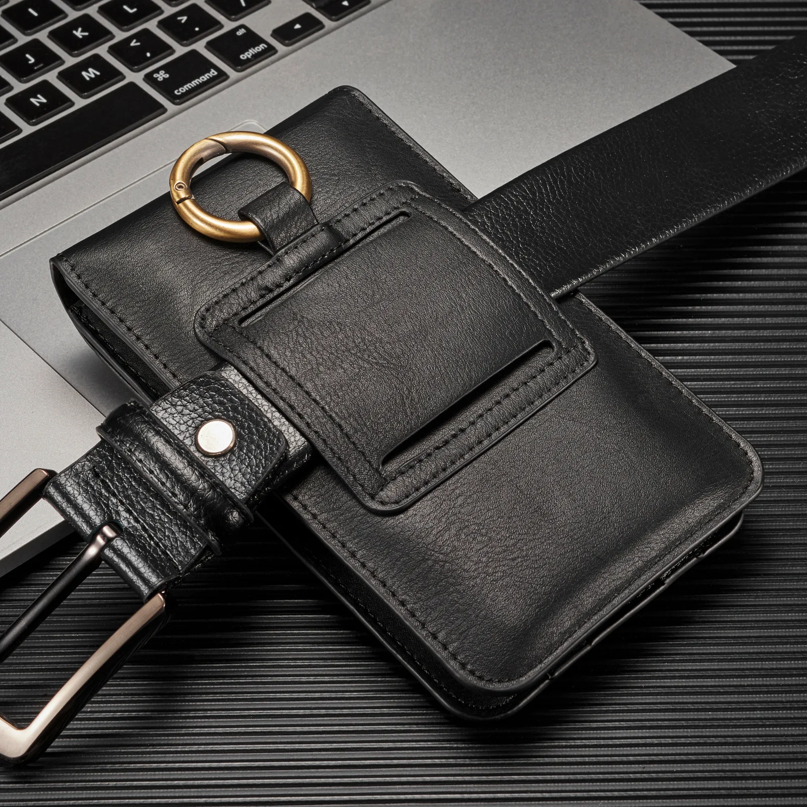 5.2-7.2inch Cow Leather Men Waist Bag Wallet Mobiel Phone Belt Clip Case For iPhone Samsung Magnetic Hanging Holster Pouch