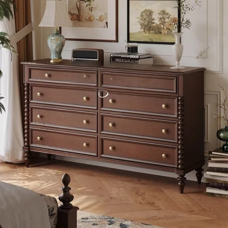 

Nine-chest cabinet French retro medieval style locker, bedside cabinet, American solid wood porch cabinet