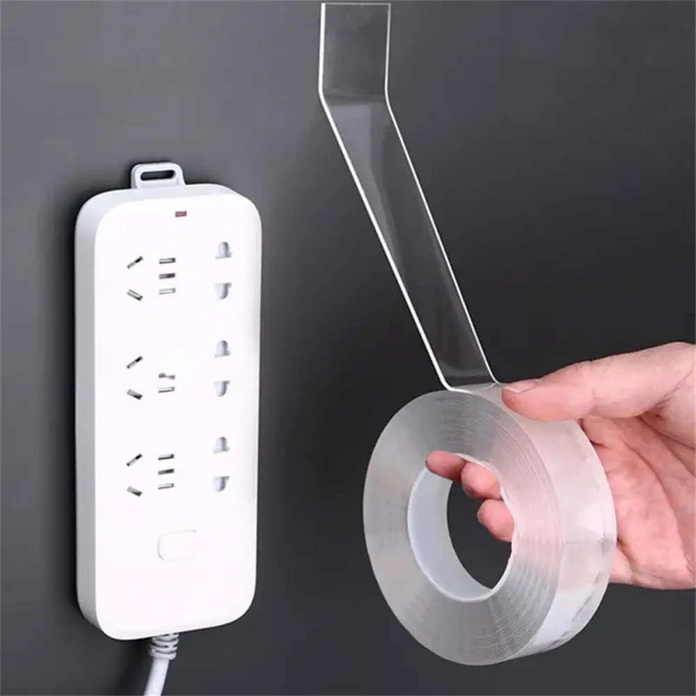 1Pc Strong Double Sided Tape，Clear Sticky Adhesive Nano Tape Tough Washable Waterproof Mounting Tape for Hanging Picture, Poster