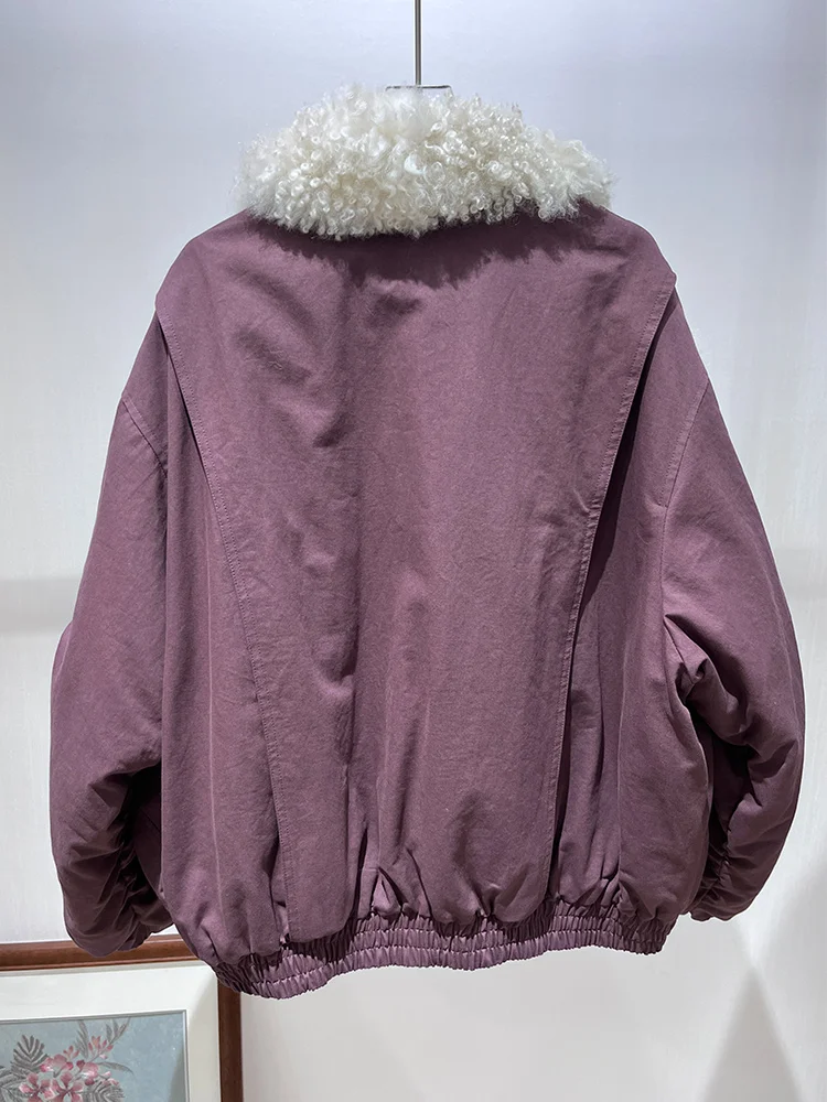 2025 Fashion New Autumn Winter Real Natural Lamb Fur Coat Women Goose Down Jacket Luxury Women Parka Outwear