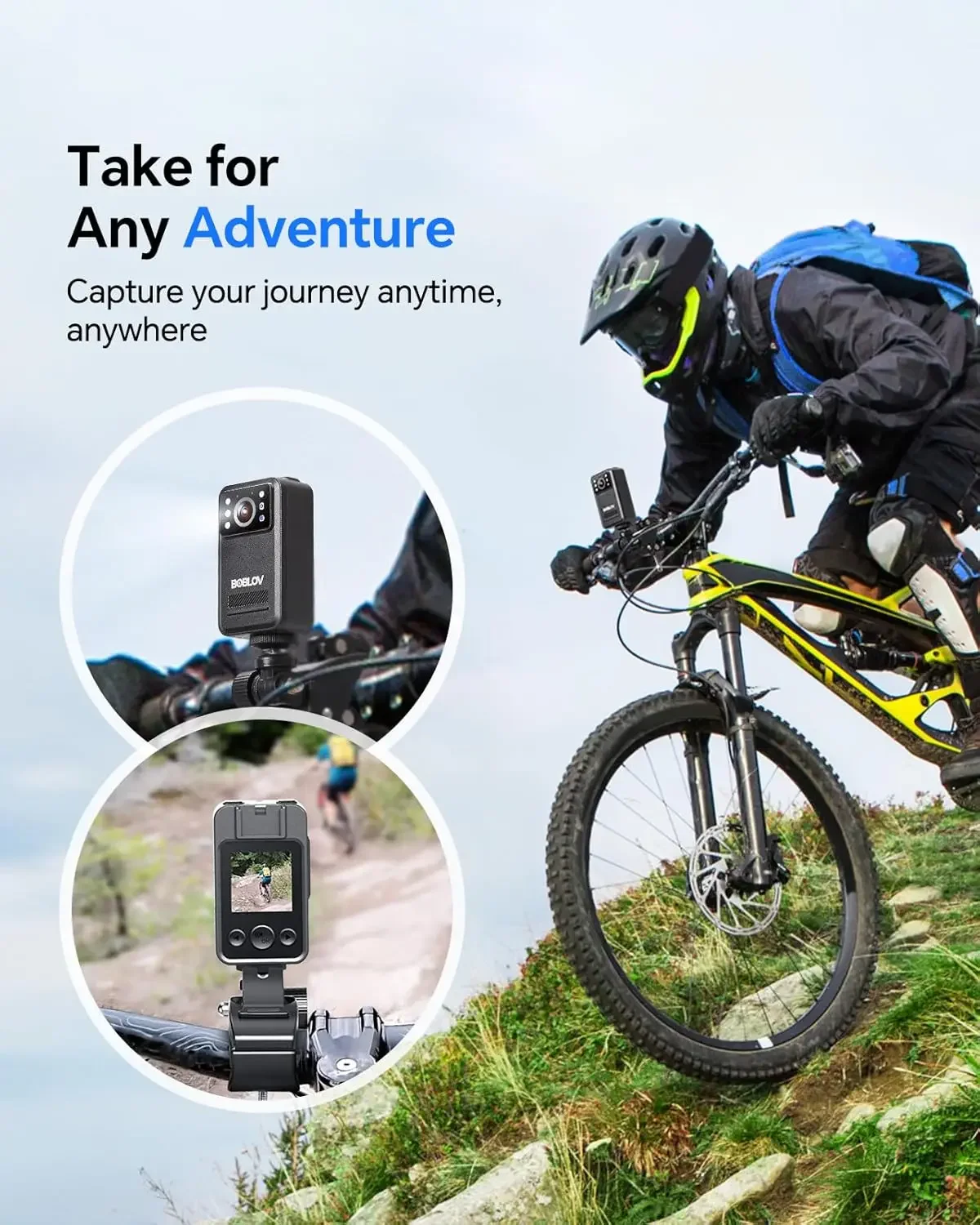 BOBLOV A28 Sports Action Camera Outdoor 2K HD Waterproof Night Vision Helmet Cam 9H Battery Bike Mount 128GB for Cycling