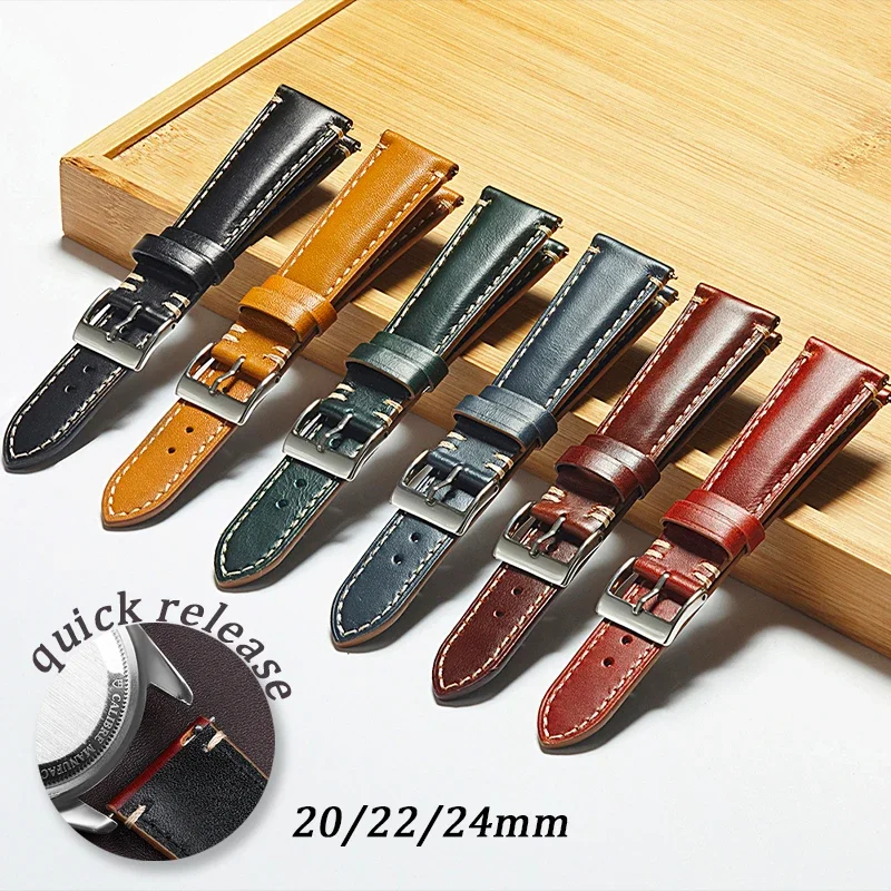 Rindslederarmband 20mm 22mm 24mm Uhrenarmband für Rolex für Seiko Braceler Universal Quick Release Sport Wasserdichtes Armband