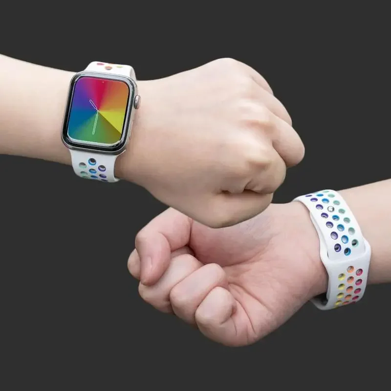 حزام سيليكون لساعة أبل SE-10 42/46 مللي متر موقع ويب رسمي 38/40/41/44/45 مللي متر سوار iWatch Series 9876543 Ultra 2 49 مللي متر