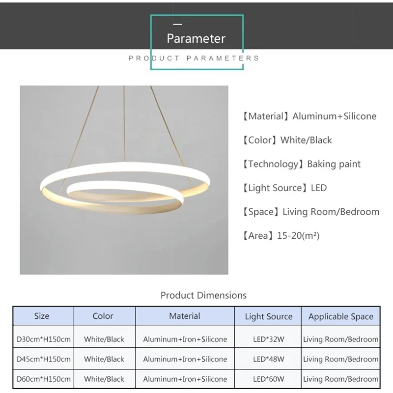 Imagem -06 - Modern Led Circle Pendant Light Iluminação da Sala de Estar Pendurado Luz Quarto e Sala de Estudo Home Decor Fixture 30 cm 60cm