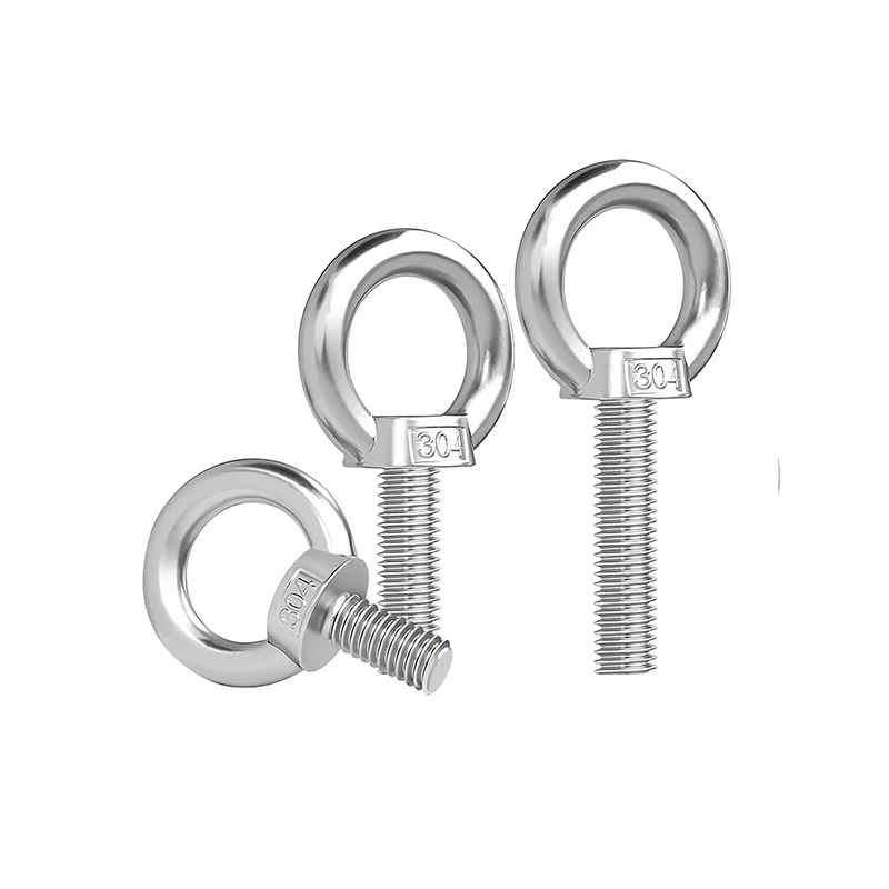 Extended O Ring Lifting Eye Bolt & Nut Set, 304 Stainless Steel Long Thread Eye Screws M8 M10 Household Hanging Hardware Fitting