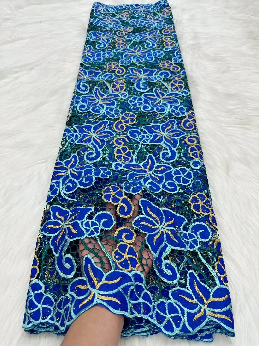 2025 New Style Laser African Guipure Lace Fabric Stones French Nigerian Cord Lace Fabric For Women Party Dress Diy Sew PYC2506