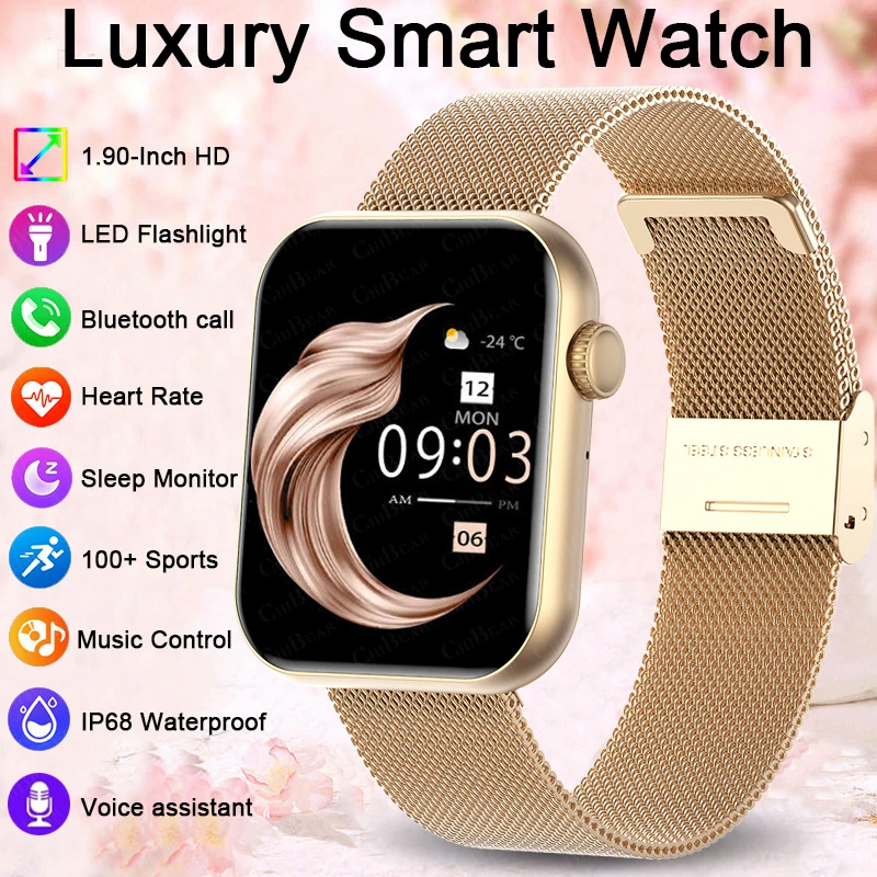 

2025 New Smartwatch Men Android IOS Phone 1.9"HD Screen Bluetooth Call Heart Rate Monitoring Sports Waterproof Smart Watch Women