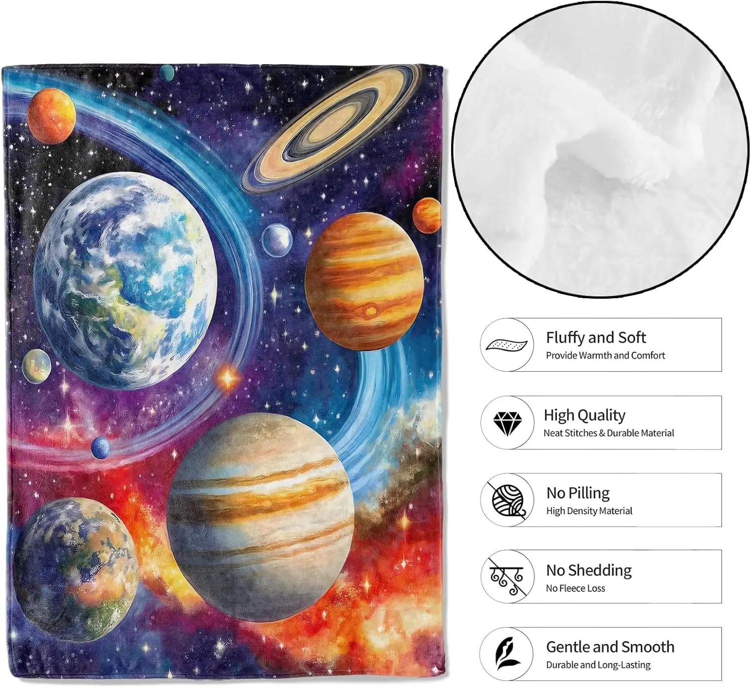 Solar System Galaxy Throw Blanket,Lightweight Flannel,Planet Star Nebula Blankets - Gifts for Girls Boys,Astronomy Lover,for