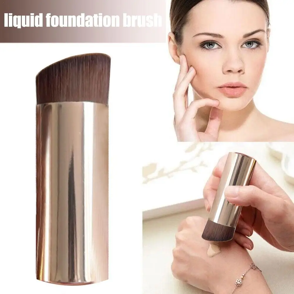 1pc Portable Foundation Brush Makeup Brush Bevel For Liquid Cream And Powder Contour Buffing Blending Concealer Face Brush