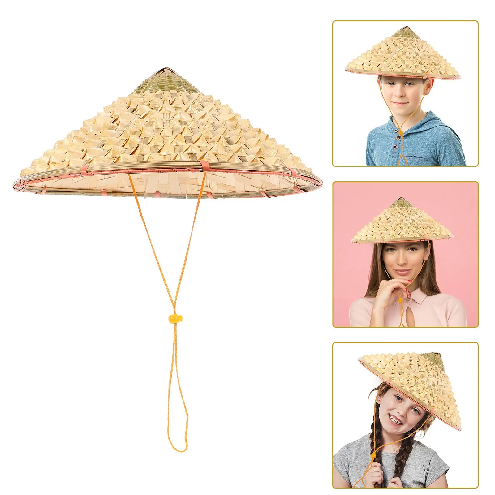 Bamboo Woven Hat Stage Performance Chinese Style Bamboo Hat Chinese Style Sun Hat Handmade Dance Props Cone Fishing Sunshade Hat