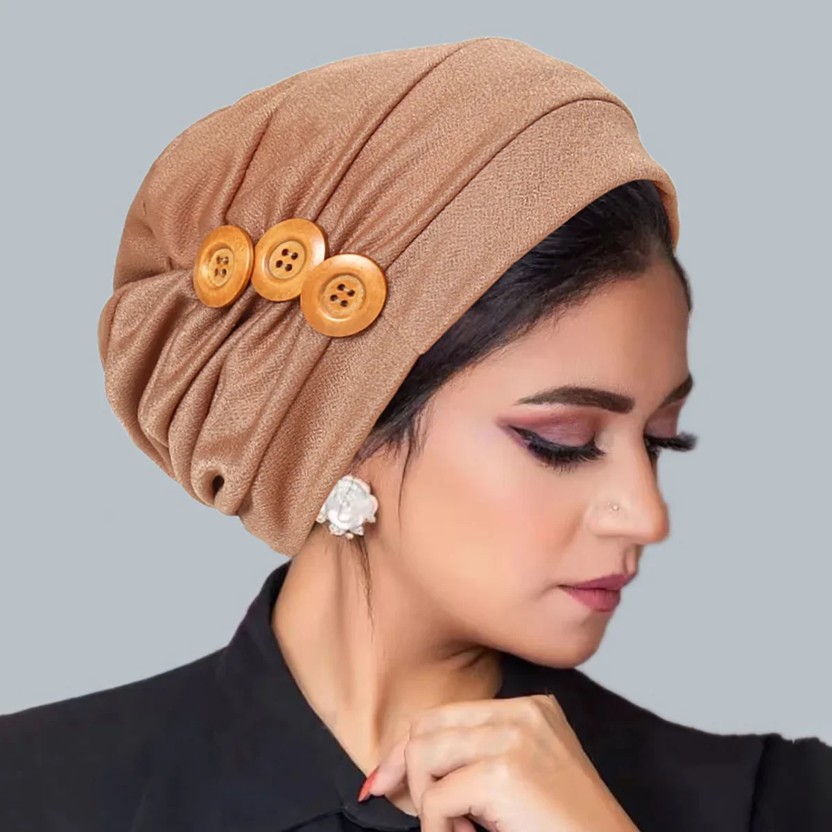 

New Button Hat Muslim Headscarf Women Hijab Beanies Bonnet Chemo Cap Hair Loss Head Wrap Headwear Female Headband Turbante Mujer