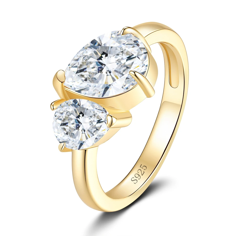 D Color VVS1 4CT Moissanite Ring S925 Sterling Silver Plated with 18K Gold Wedding Rings for Woman Party Jewelry Gift