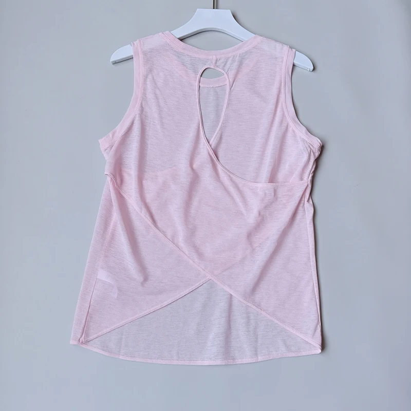 

Summer Bamboo Yarn Vest Yoga Blouse Hollow Beautiful Back Sports Top for Women Yoga Clothes Round Neck Fitness Short Sleeves