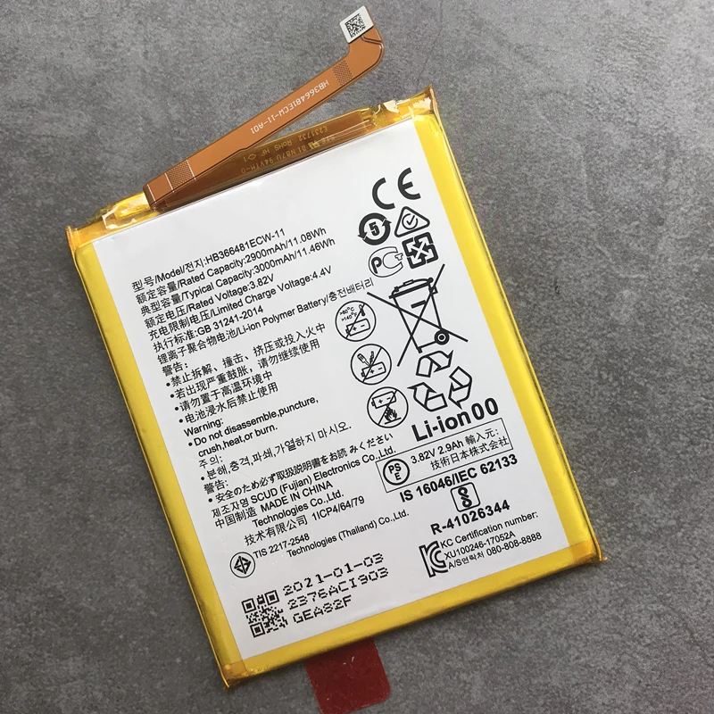 Original HB366481ECW-11 3000mAh for Huawei Y7 Prime Nova 2 Honor 8 9 Lite 2018 7C 5.99\