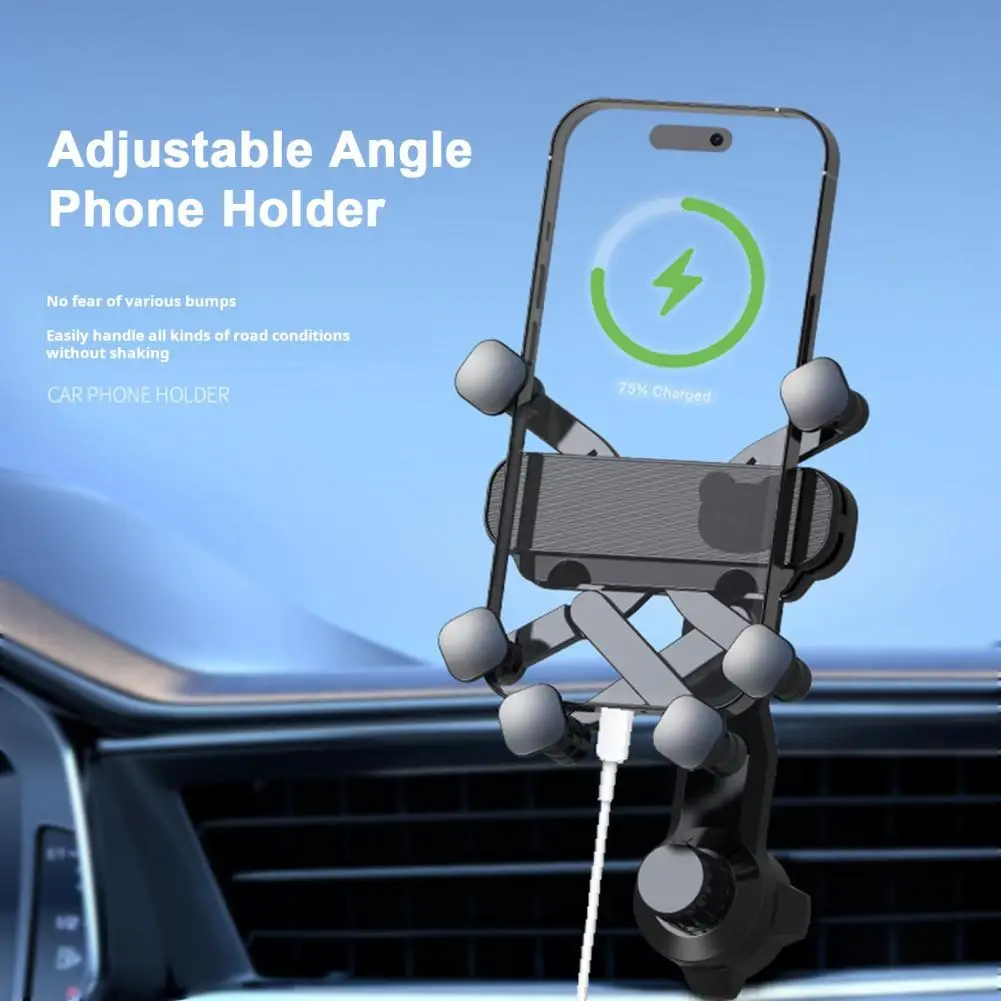 Cell Phone Holder with Rotatable Swing Arm Anti-Shake Phone Mount One-Hand Operation Car Phone Stand Vent Mount Car Accessories