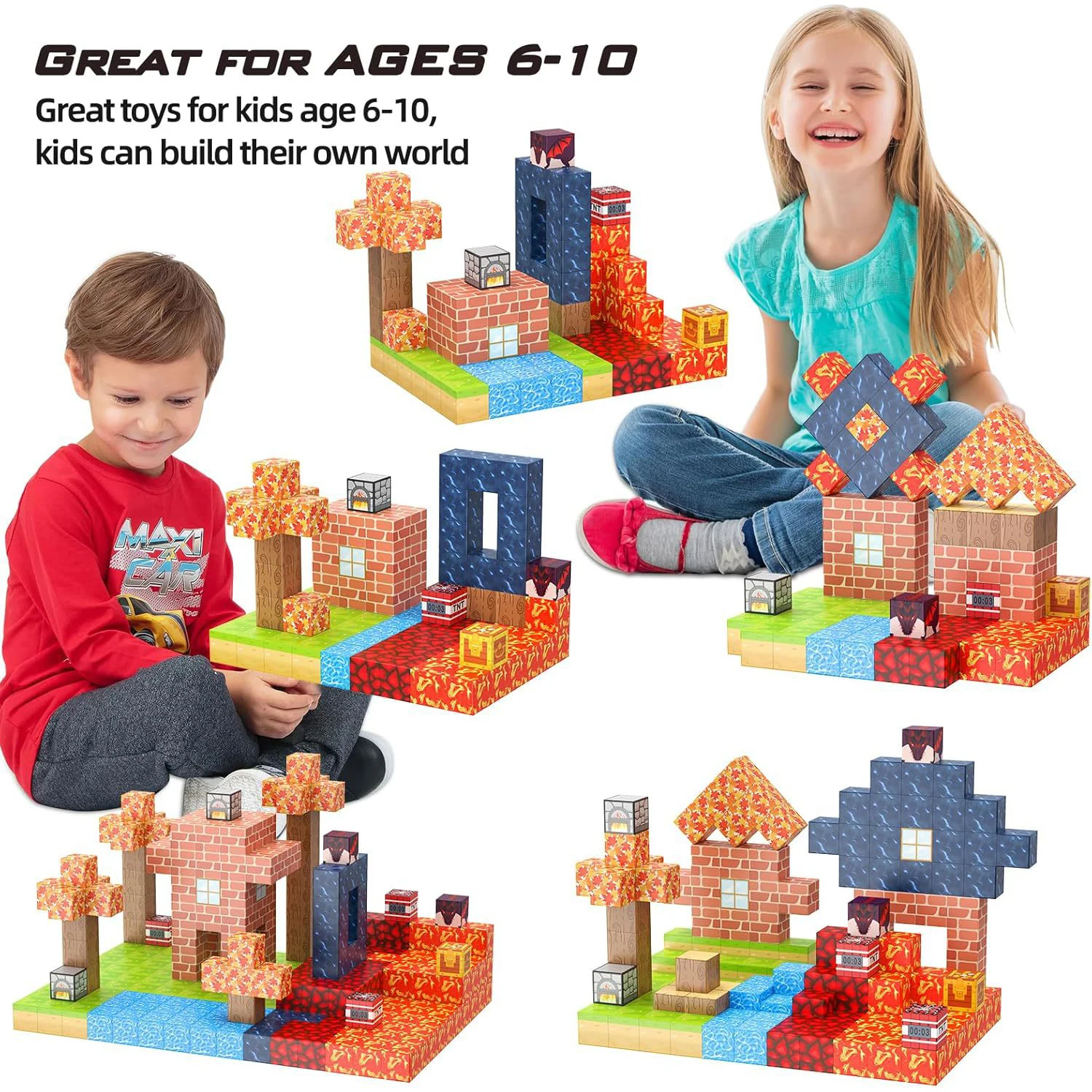 Magnetic Building Blocks 100-500pcs, STEM Educational Toys for Kids, Creative Construction Gift Ideas for Boys Girls Birthday