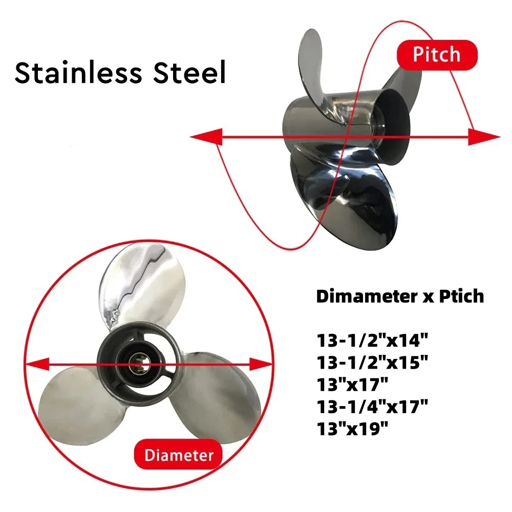 New Winibo Boat Propeller Fit  Outboard 60HP-140HP 3 Blades Stainless Steel 15 Tooth OEM 6L6-45930-02-98