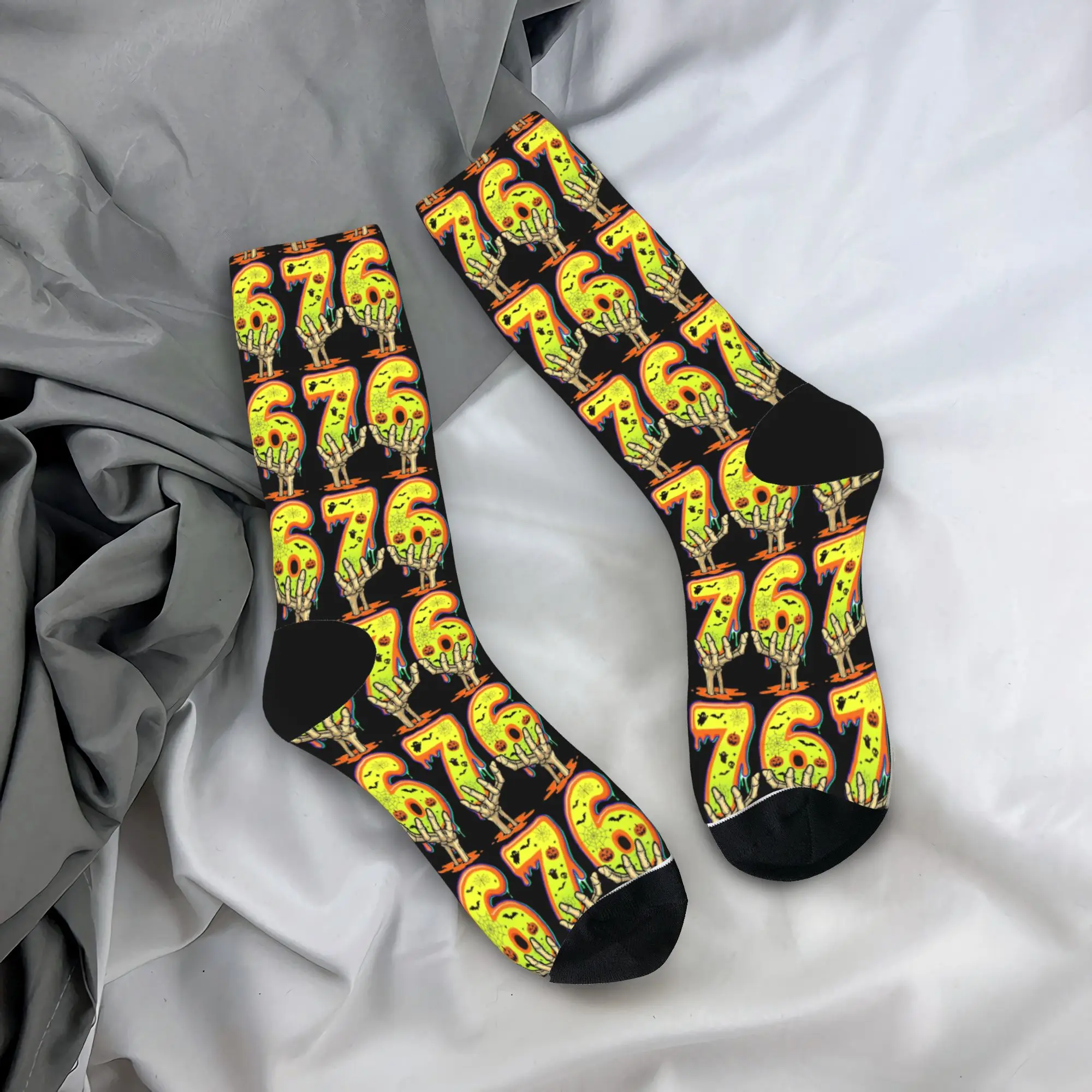 67 Meme Six Seven Halloween Funny Socks Winter Stockings Funny Unisex Men High Quality Socks Custom Skateboard Anti Slip Socks