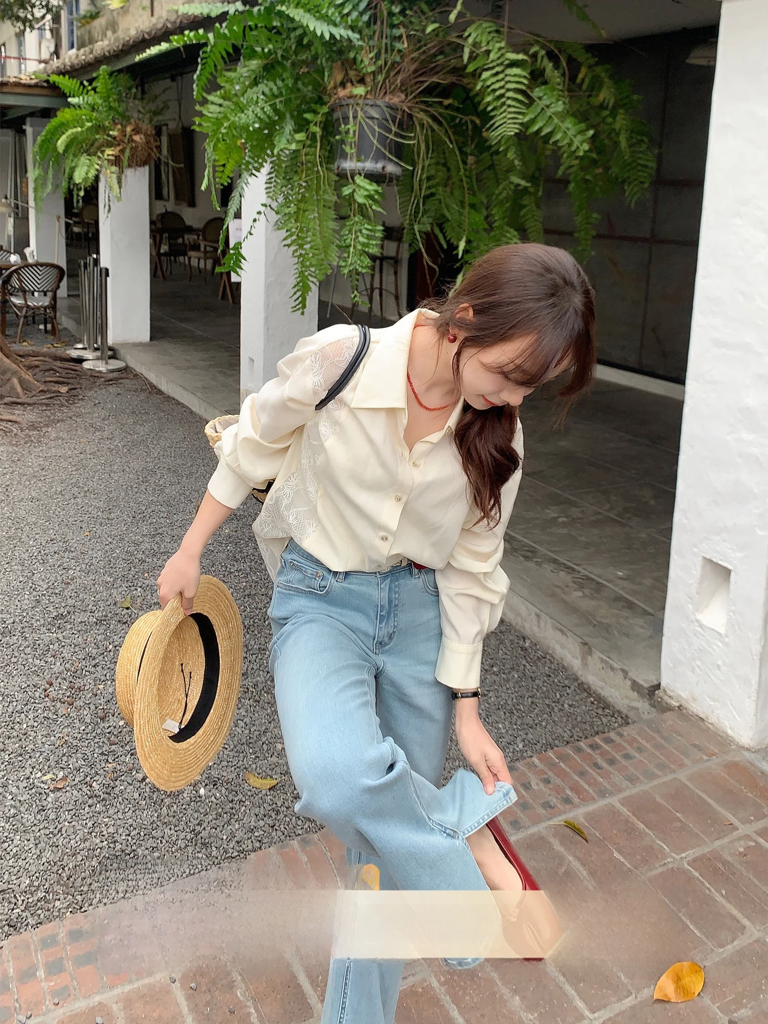 

High Waist Wide Leg Blue Jeans Women's Spring Season Torn Casual Cotton Stretch Denim ort plus Size Jeans for Small Figures