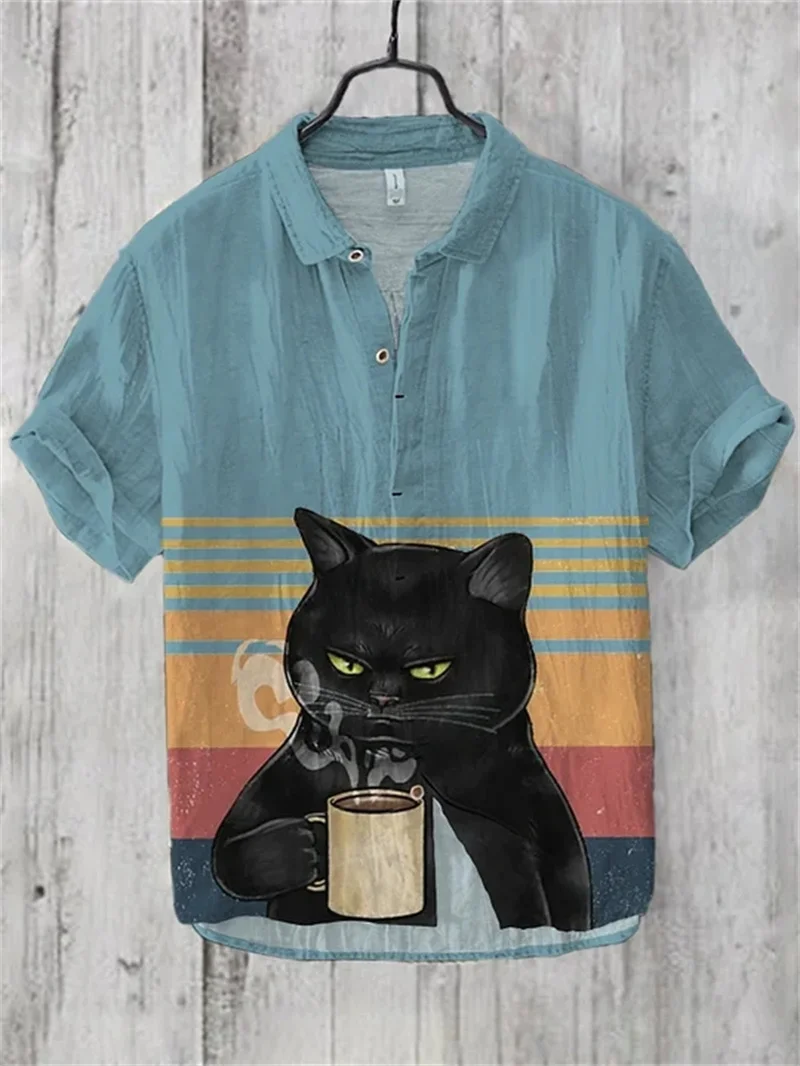 Hawaiian shirt men's shirt T-shirt top boy T-shirt printed short sleeved shirt