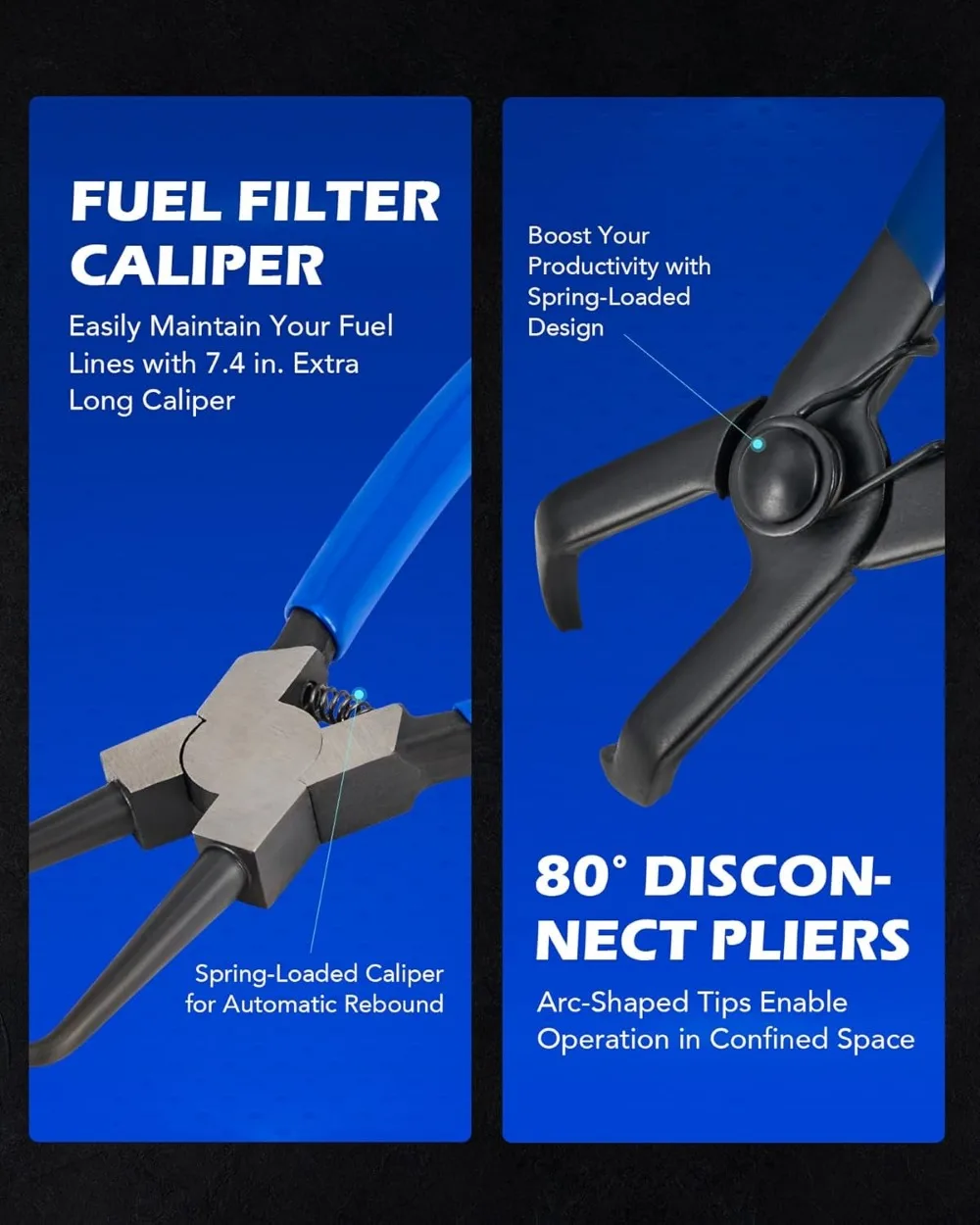 5-Piece Fuel Line Pliers Set with Hose Clamp and Filter Caliper for Auto AC and Pipe Repairs