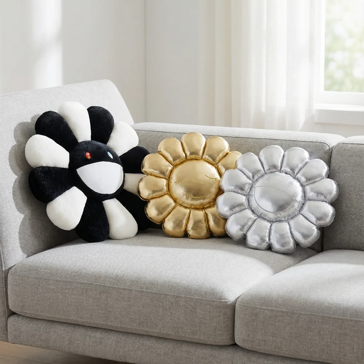 Niedliches Blumen-Plüschkissen, ästhetisches Regenbogen-Blumenmuster, gefülltes Kissen, Sofa, dekoratives Kissen, Büro, Rücken, gefülltes Kissen, Dekor, Geschenk