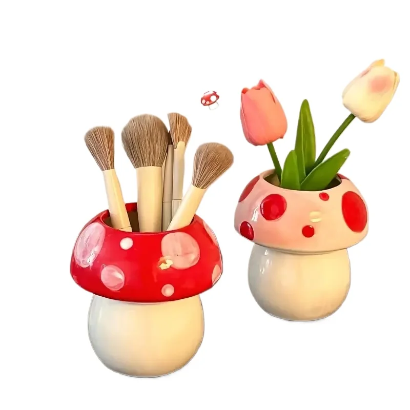 

Набор пластиковых контейнеров для ручек в форме грибов, подходит для хранения кистей для макияжа, офисных принадлежностей, для рабочего стола