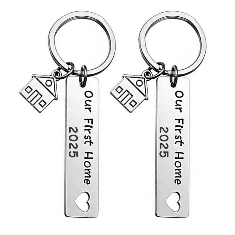 E56A 2025 Housewarming Stainless Steel Keychain Set Stylish Keyrings Pendant For New Homeowners And Thoughtful Gifts