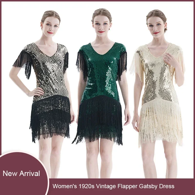 Ladies 1920's Flapper Gatsby Dress Party Cocktail Costume Sequin Fringe Tassel New Arrival