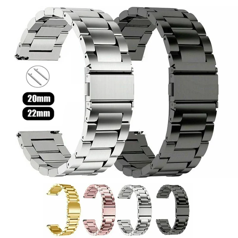 22-20mm Strap for Samsung Galaxy 7 6 5 4 40/44mm 6 Classic Active 2 Stainless Steel Bracelet for amazfit GTS-GTR-4-2e-mini strap