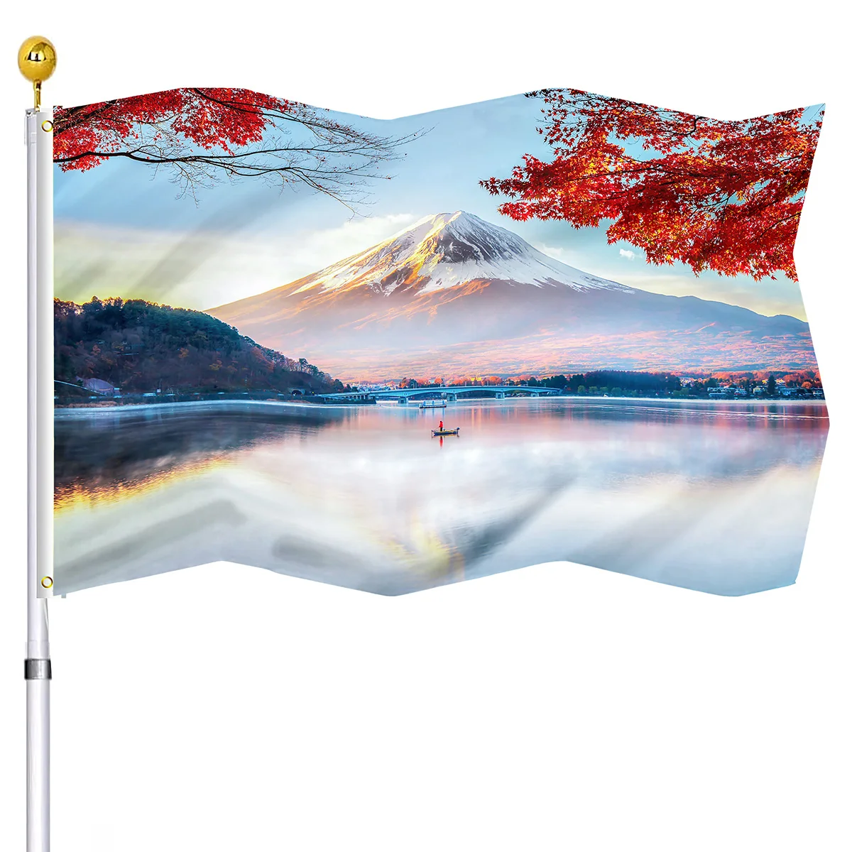 Mount Fuji with Cherry Blossom Flag Landscape Paintings Garden Flags House Indoor Party Outdoor Decorations Flag for Women Men