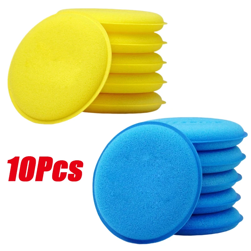 10Pcs Runde Auto Wachsen Polnischen Wachs Schaum Schwamm Hohe Dichte Applikator Pads Reinigung Schwamm Auto Detail Waschen Auto Reinigung werkzeug