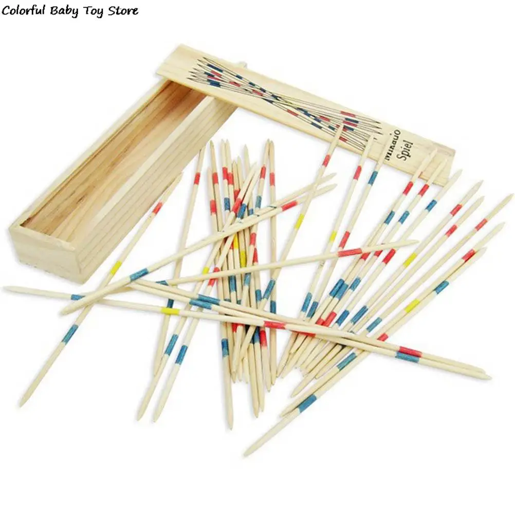 Traditionele Mikado Spiel Pick Up Sticks Met Doos Game Spillikin Game Multiplayer Game Baby Educatief Houten Game 30Pcs