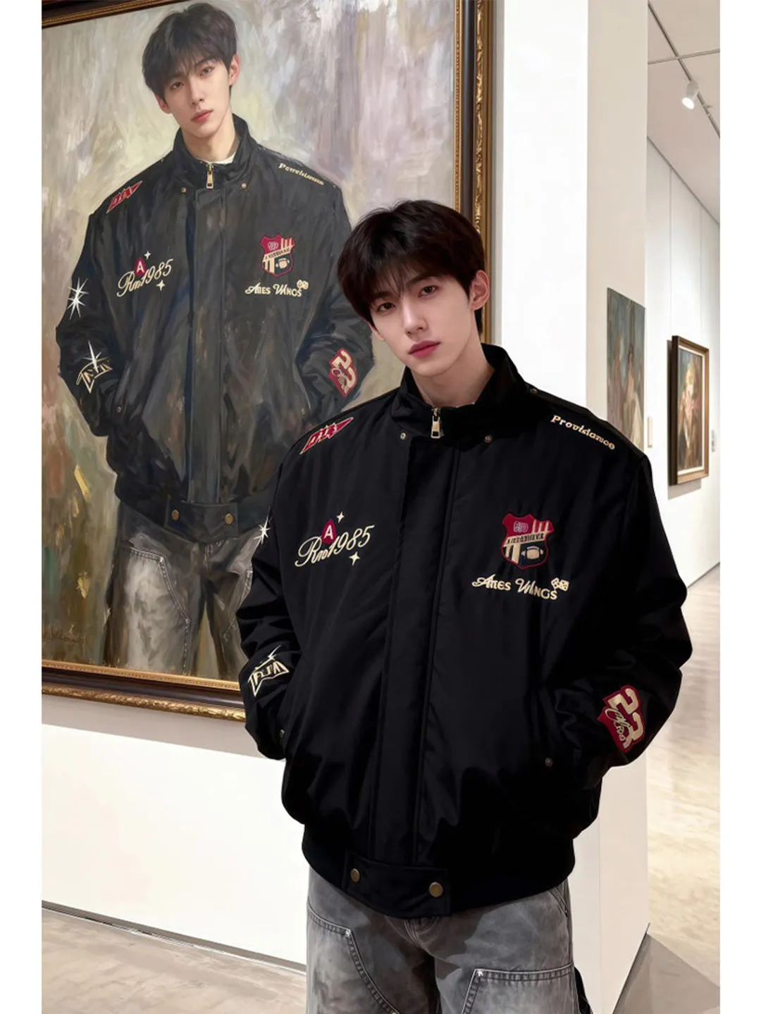 

Мужская толстовка в американском ретро-стиле для мотоциклистов, свободного кроя, с вышитыми буквами, весенне-осенняя модная верхняя одежда