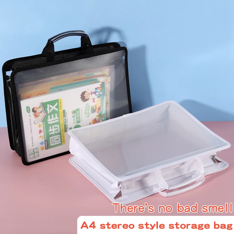Transparent A4 Handbag Six Colors Large Capacity Waterproof Documents Students Business Portable Bag image 2