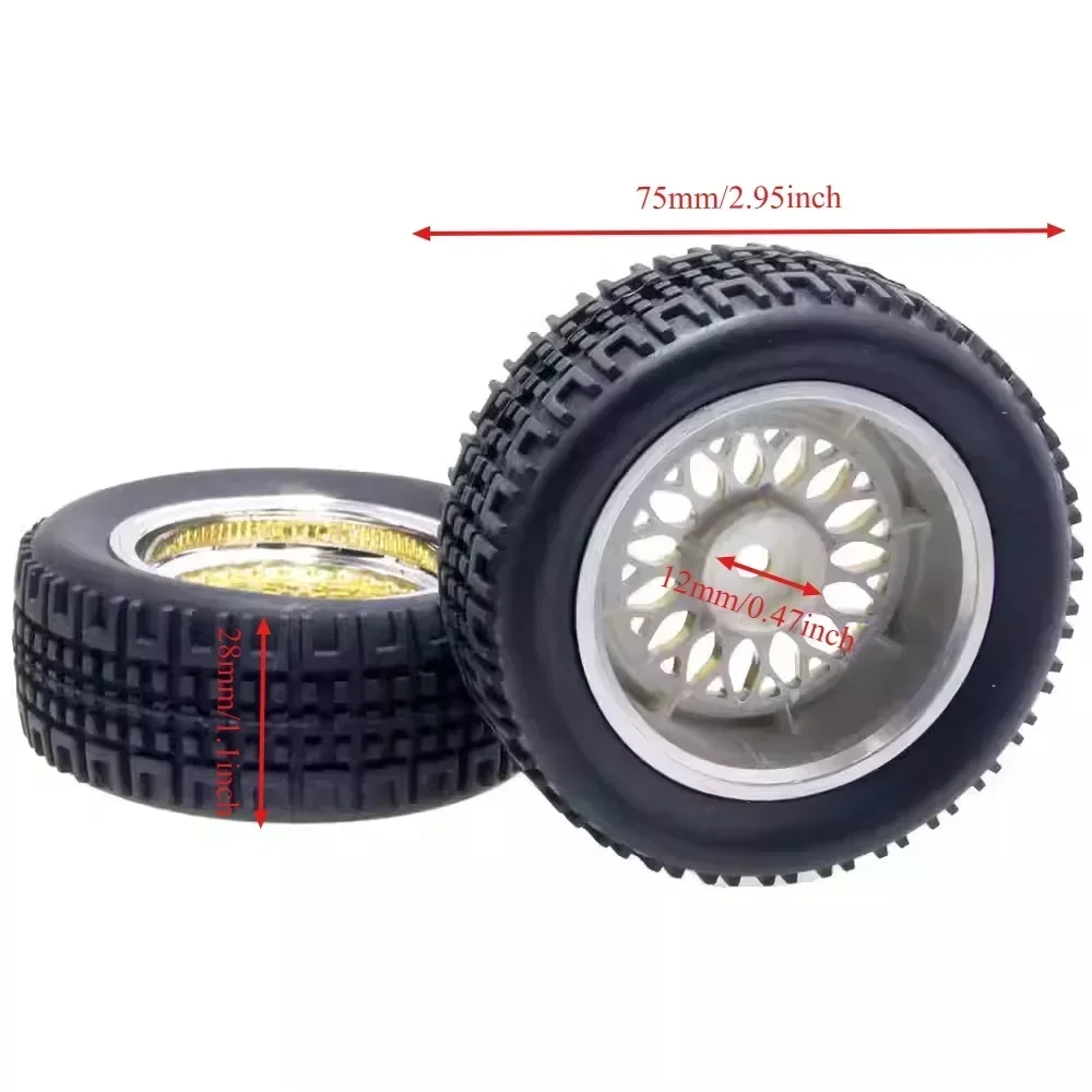 

1:10 Flat Rally Tyre 75mm Wheel Rims & Tires Set 12mm Hex for Tamiya WLtoys HPI HSP ARRMA Buggy 1/10 Scale RC Car Upgrade Parts