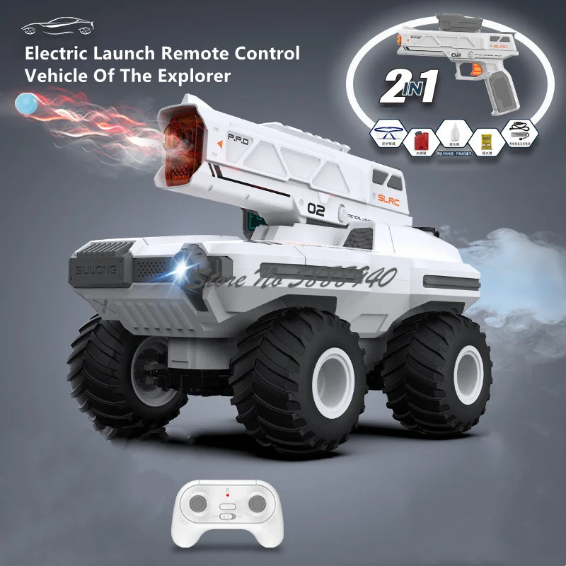 Outdoor Off Road Battle Remote Control Tank Model 2.4G  1:14 Spray Smoke Vacuum Tire Cool Lighting 2To1 Wireless RC Tank Truck