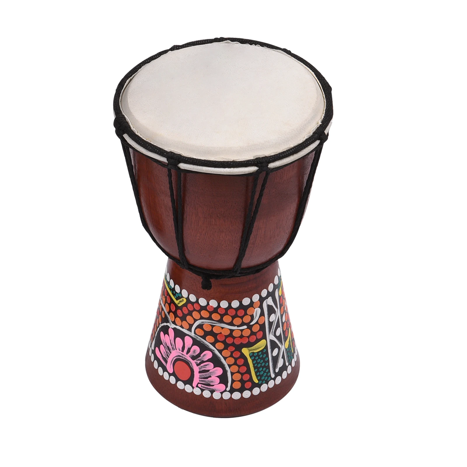 

4 Inch Multicolor Wooden African Djembe Hand Drum with Goatskin Surface, 20*11*9cm Size, 339g Weight, 1 Piece for Children