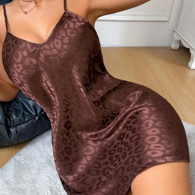 

Sexy Suspender Nightdress Backless Nightgown Women Nighty Dress Loungewear Summer Silky Satin Sleepwear Morning Gown Lingerie