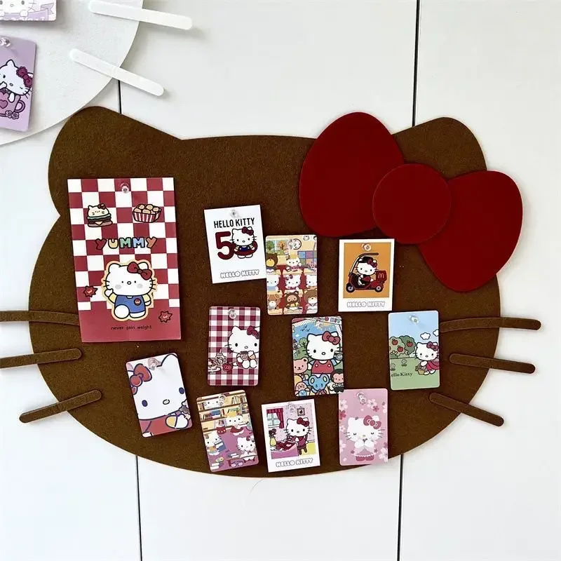 Nowy Sanrios HelloKitty Anime Kawaii Felt Photo Wall Kt Small Card Postcard Cartoon Diy Wooden Board Pendant Girl Home Decoration