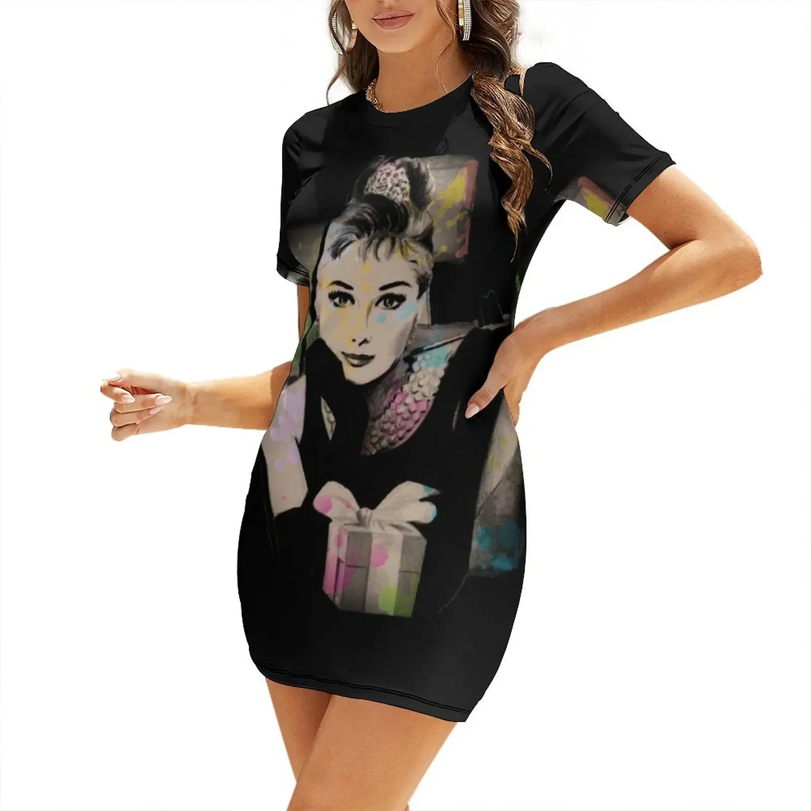 

Audrey Hepburn Short-Sleeved Dress african dresses for woman Dress for girls summer dresses women 2026 dress korean style