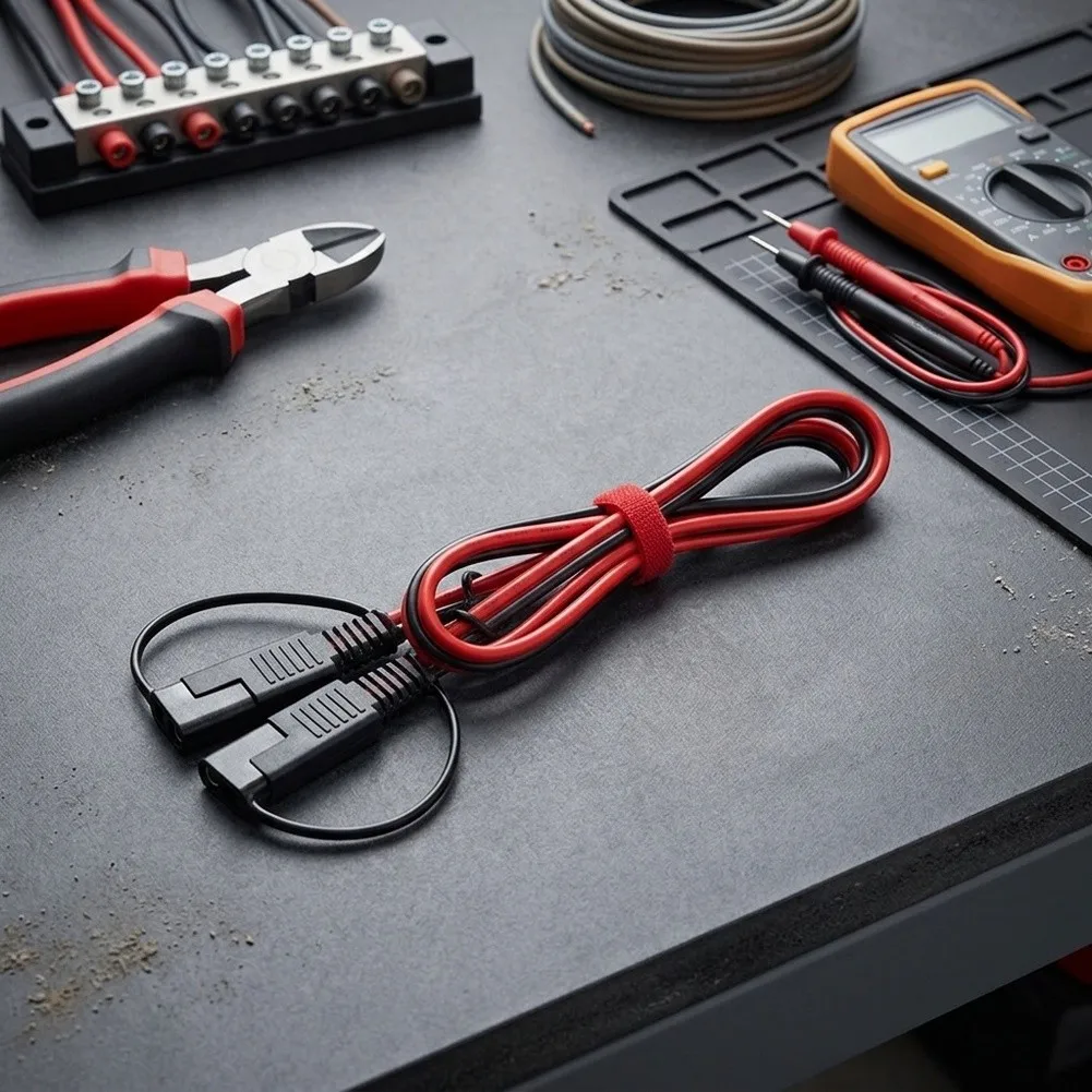 2 Pcs 20 Amp Extension Cable with Dust Covers for Use with For Heavy-Duty Power Distribution and Charging Systems