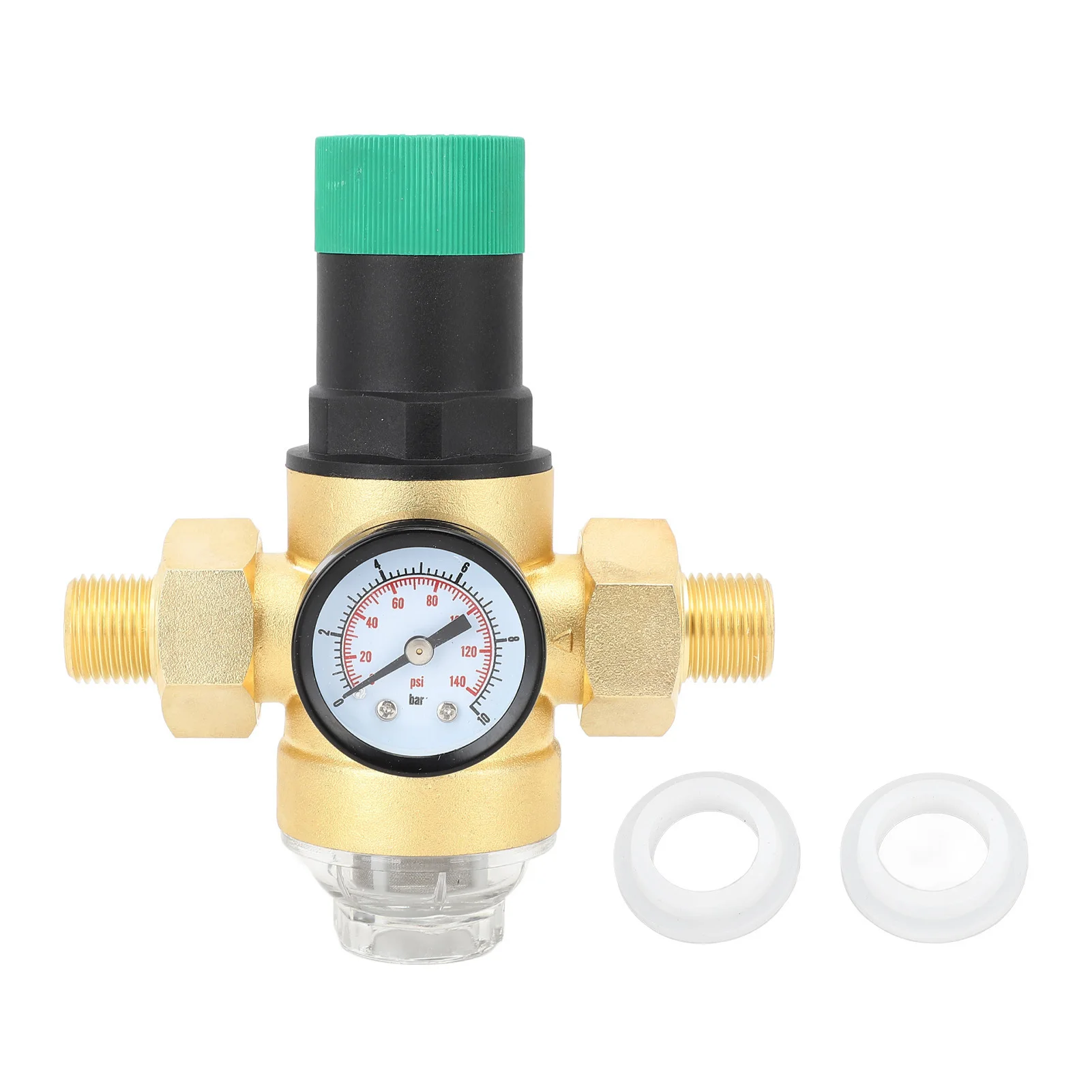 Water Pressure Reducer G1/2 DN15 Water Pressure Regulating Valve Brass Pressure Reducing Valve with Gauge Mesh Filter